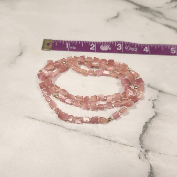 Premier Designs Catalina Rose Quartz Three-Strand Necklace Pink Quartz Necklace - Picture 12 of 12